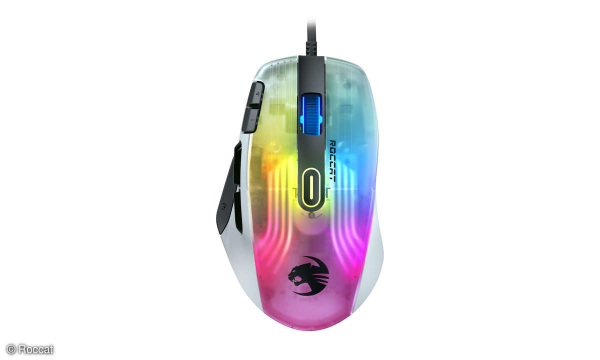 Produktfoto der Roccat Kone XP in Weiß aus der Vogelperspektive