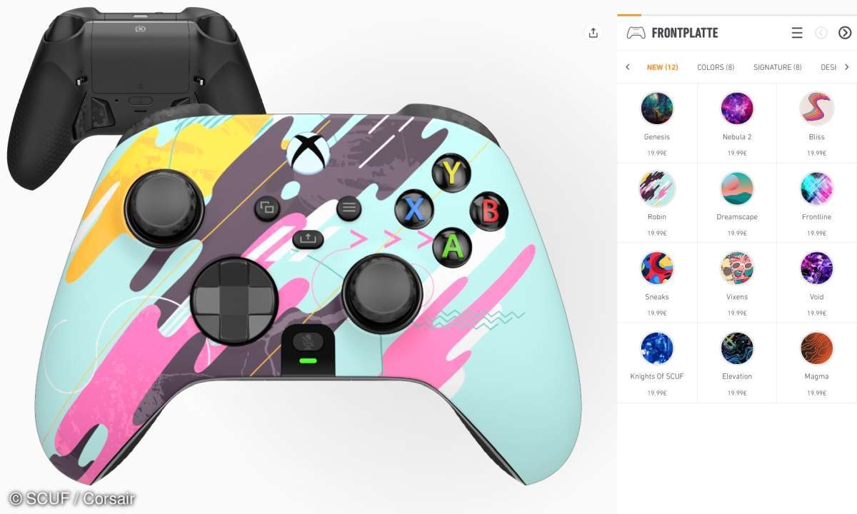 Auf der SCUF-Webseite haben Sie viele Optionen, den Instinct Pro optional an Ihre Vorlieben anzupassen.