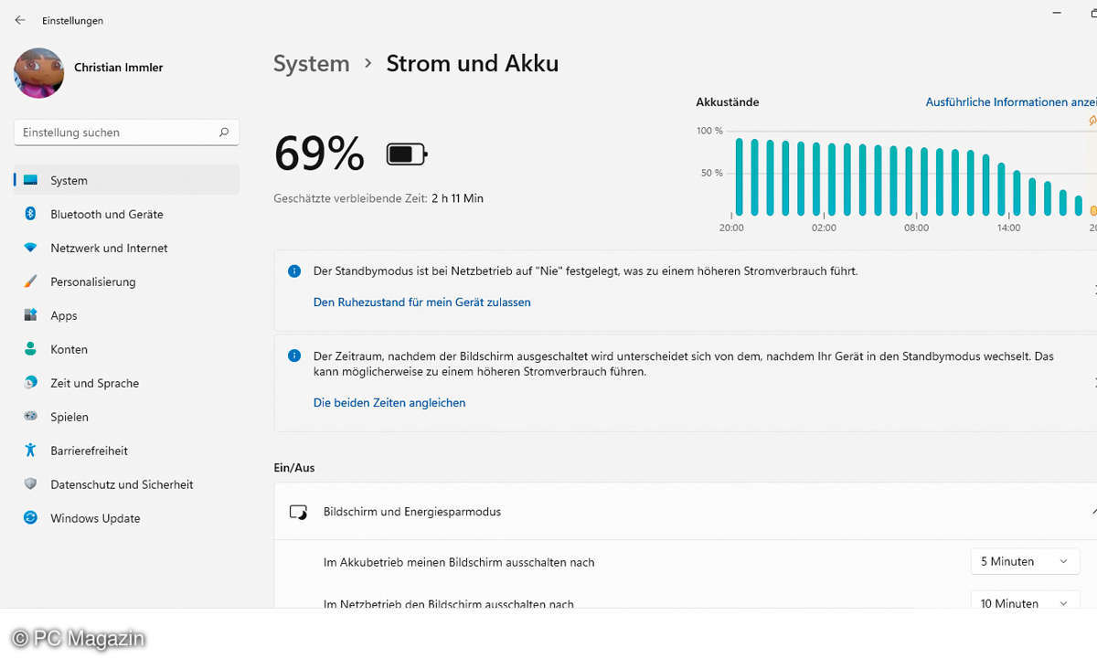 Windows 11: Energiesparmodus aktivieren - Akkunutzung Screenshot