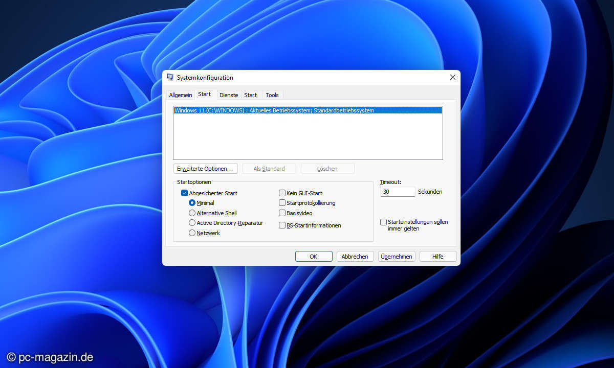 Wie startet man den abgesicherten Modus in Windows 11?