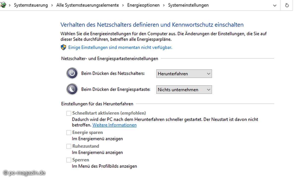 Seit einigen Windows-Generationen darf hier der erste Schalter nicht aktiviert sein, um Wake-on-LAN zu nutzen.