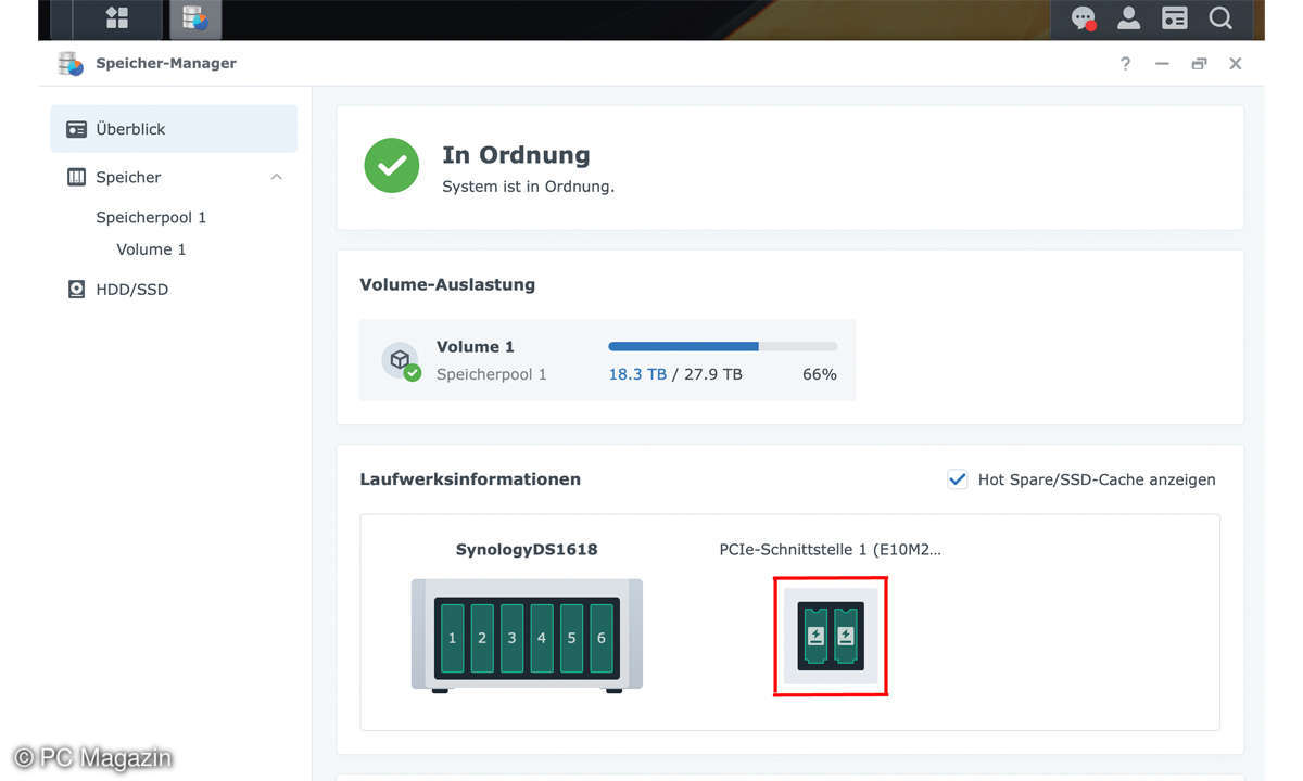Synology E10M20-T1 - DSM SSD-Caches Screenshot