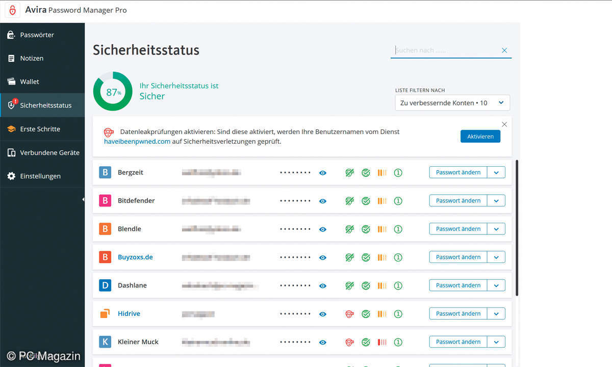 Passwort-Manager in Sicherheits-Suiten: Avira - Screenshot