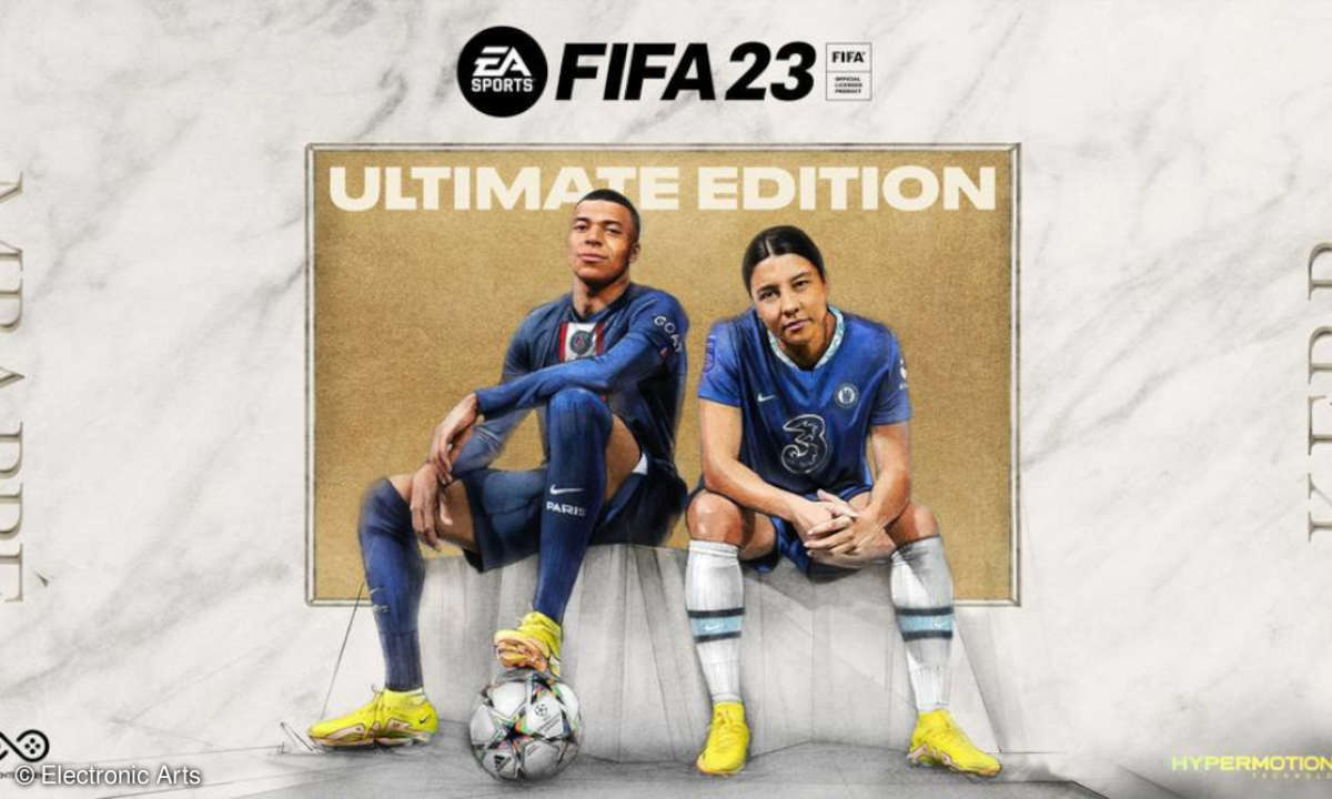 Das Cover der FIFA 23 Ultimate Edition mit Sam Kerr und Kylian Mbappé