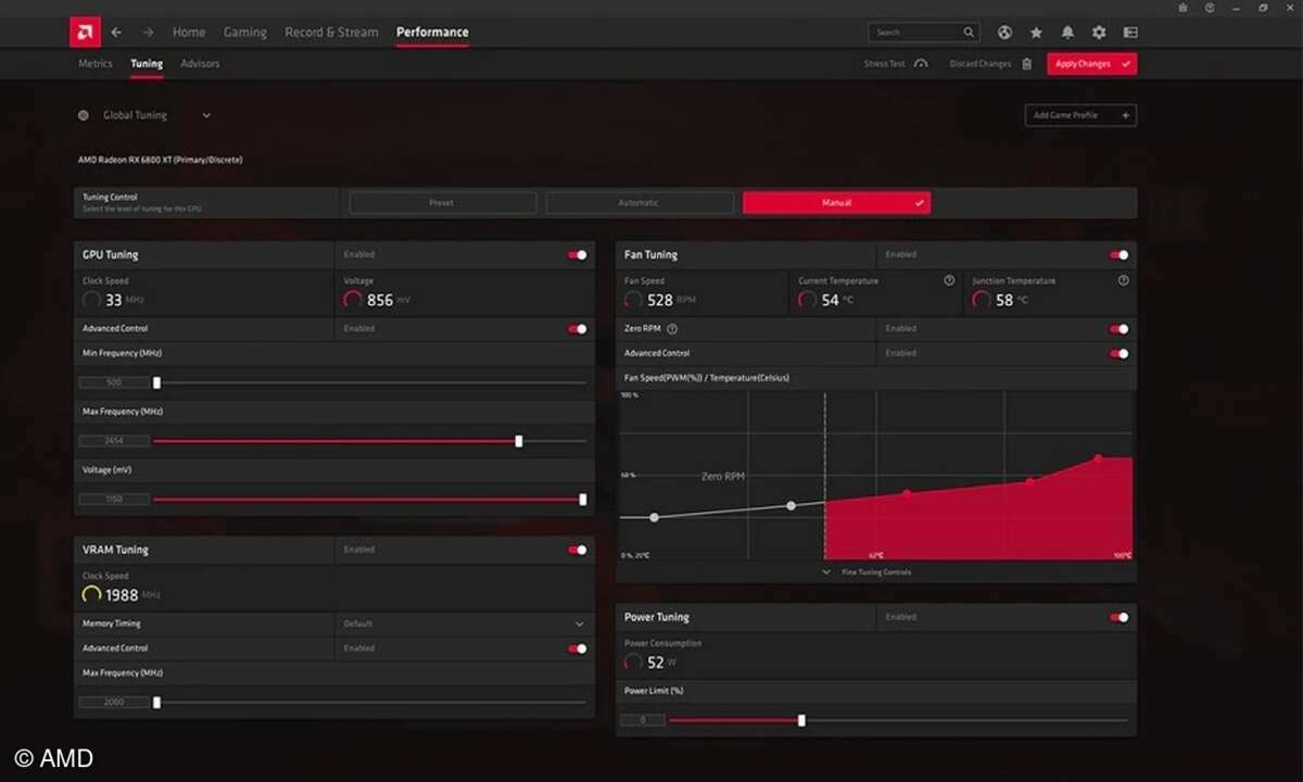 Undervolting funktioniert bei AMD besonders komfortabel innerhalb der Treiber-Software.