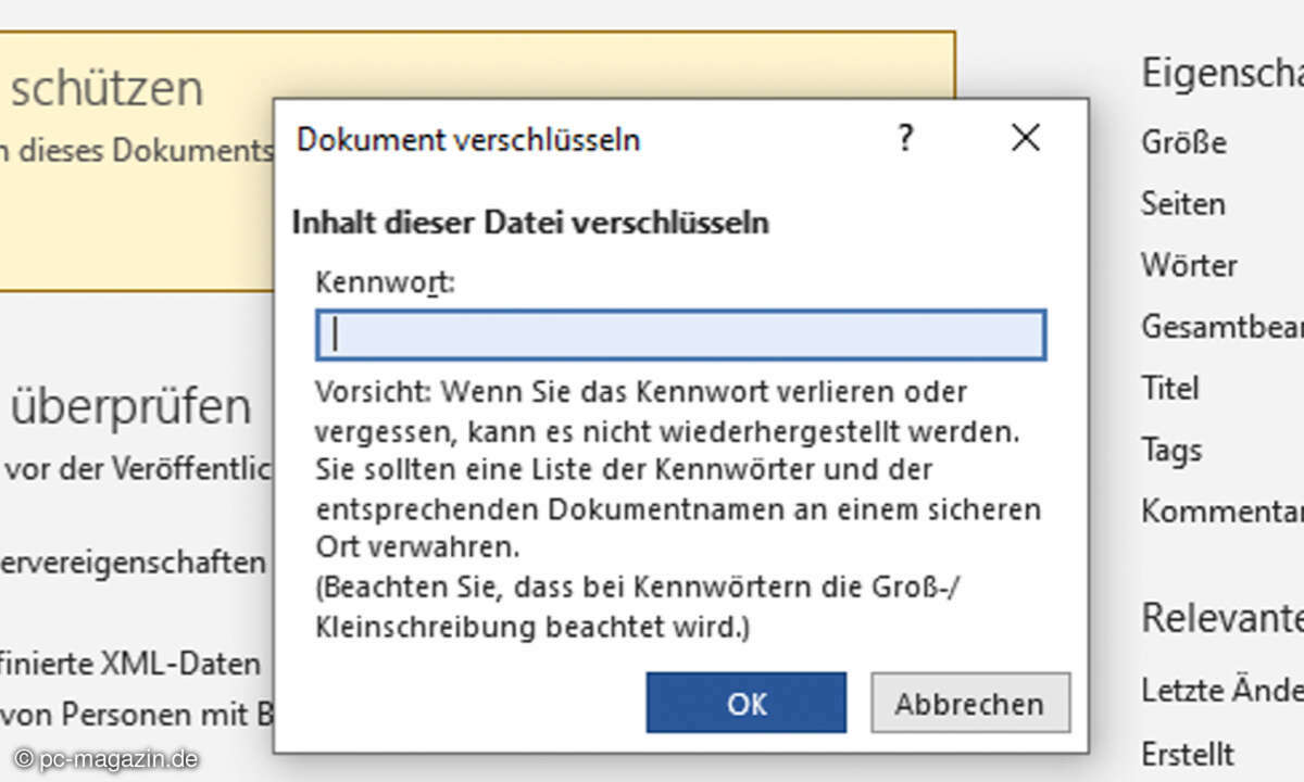 Word: Dokumente mit Passwort schuetzen und Passwort entfernen.