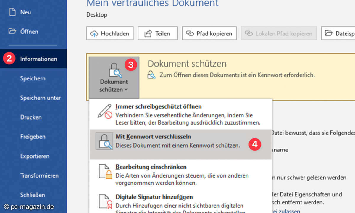 Word: Dokumente mit Passwort schuetzen und Passwort entfernen.