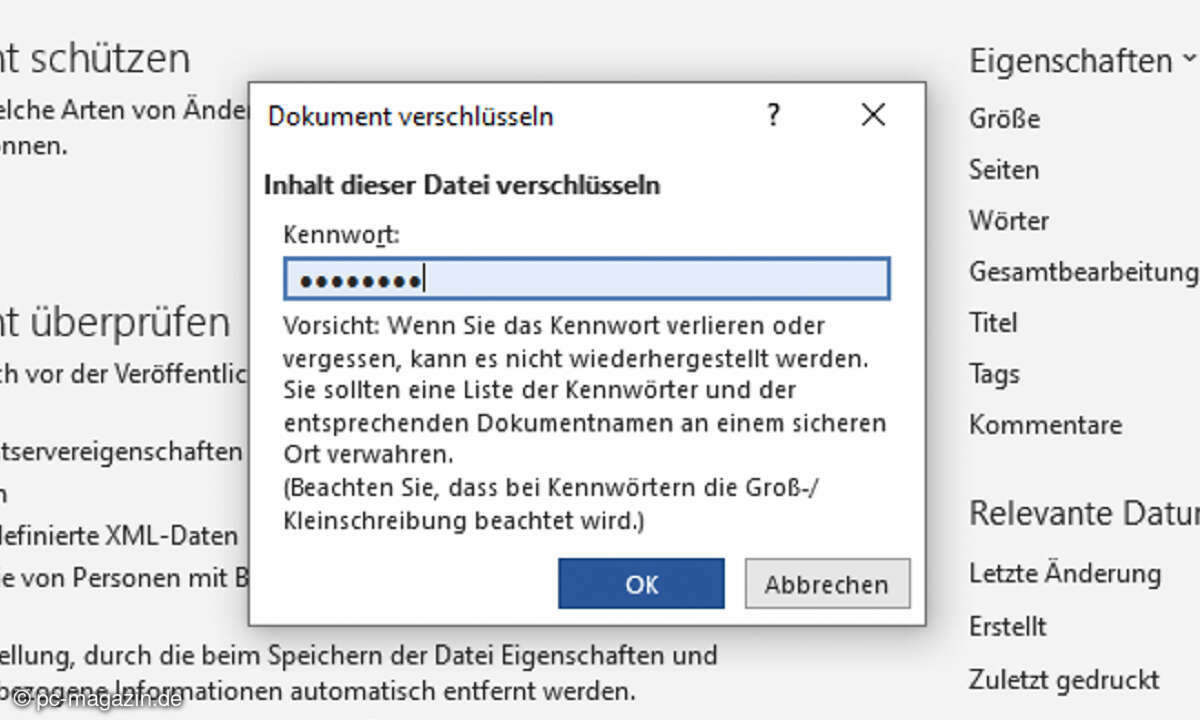 Word: Dokumente mit Passwort schuetzen und Passwort entfernen.