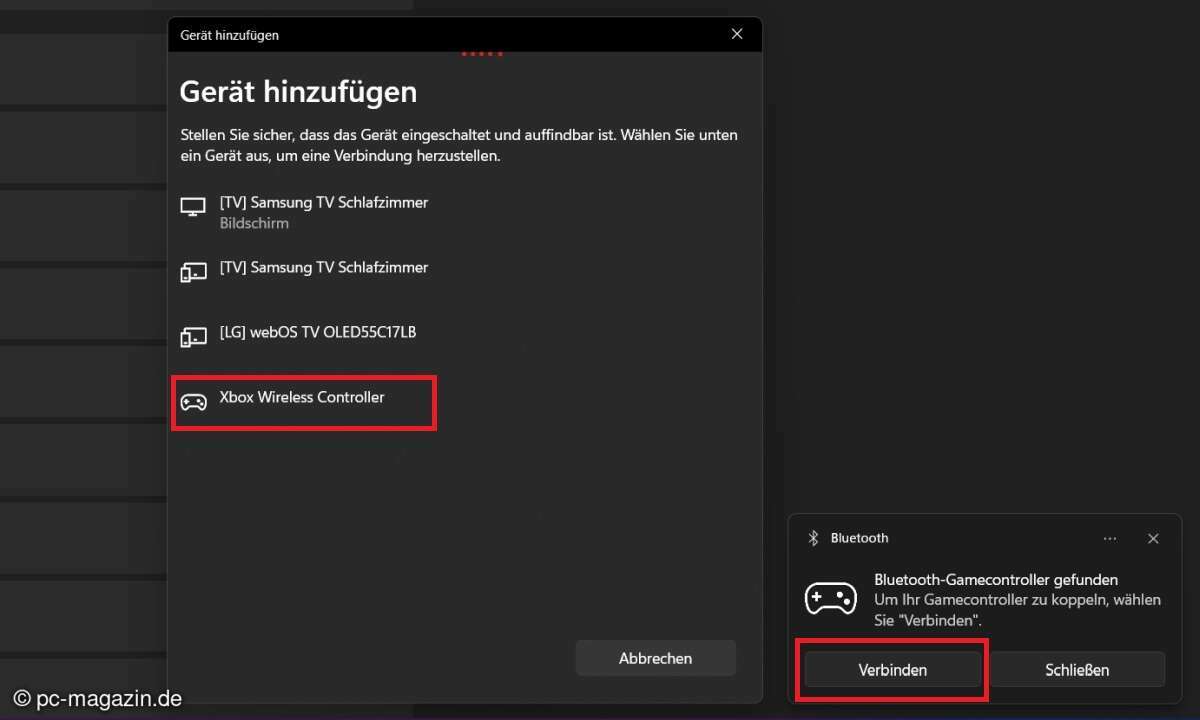 Die Kopplung des Xbox-Controllers via Bluetooth ist besonders simpel.