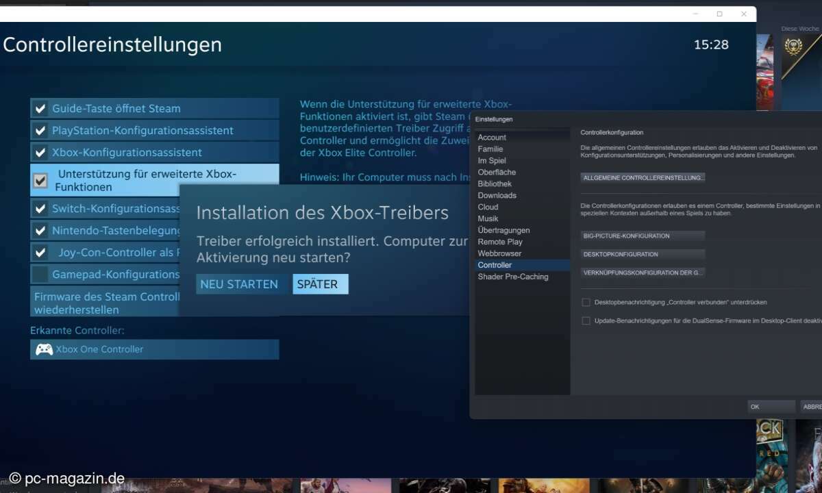 Zur Sicherheit können Sie den Xbox-Controller auch noch einmal via Steam konfigurieren. Nötig ist dies eigentlich nicht.