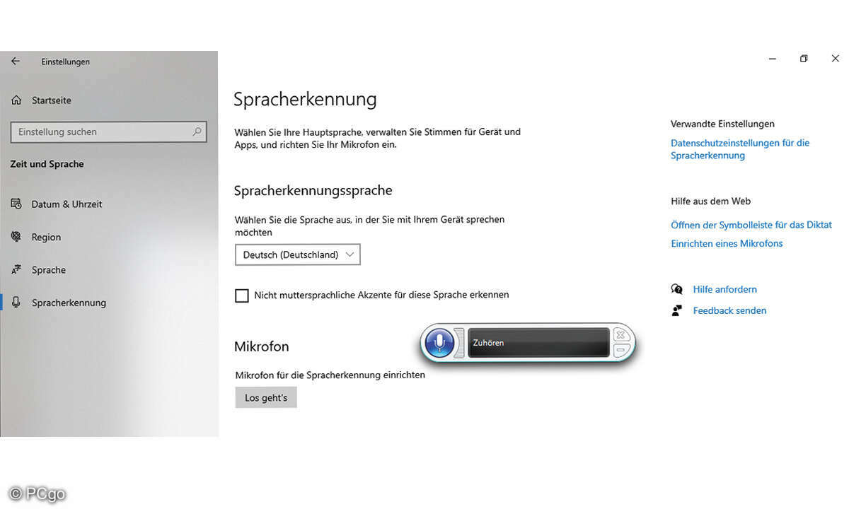 Spracherkennung Windows Screenshot