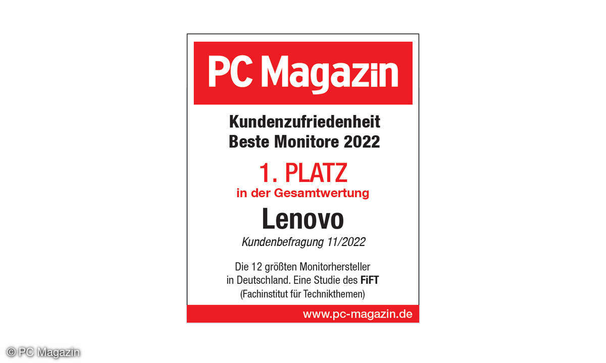 Der 1. Platz in der Gesamtwertung der Umfrage Beste Monitore 2022 geht an Lenovo.