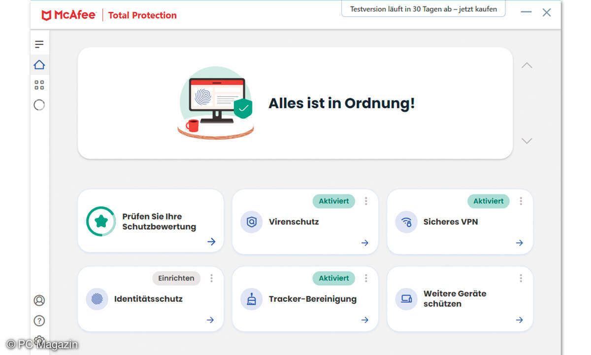 Antiviren-Suiten: Screenshot McAfee Total Protection Plus