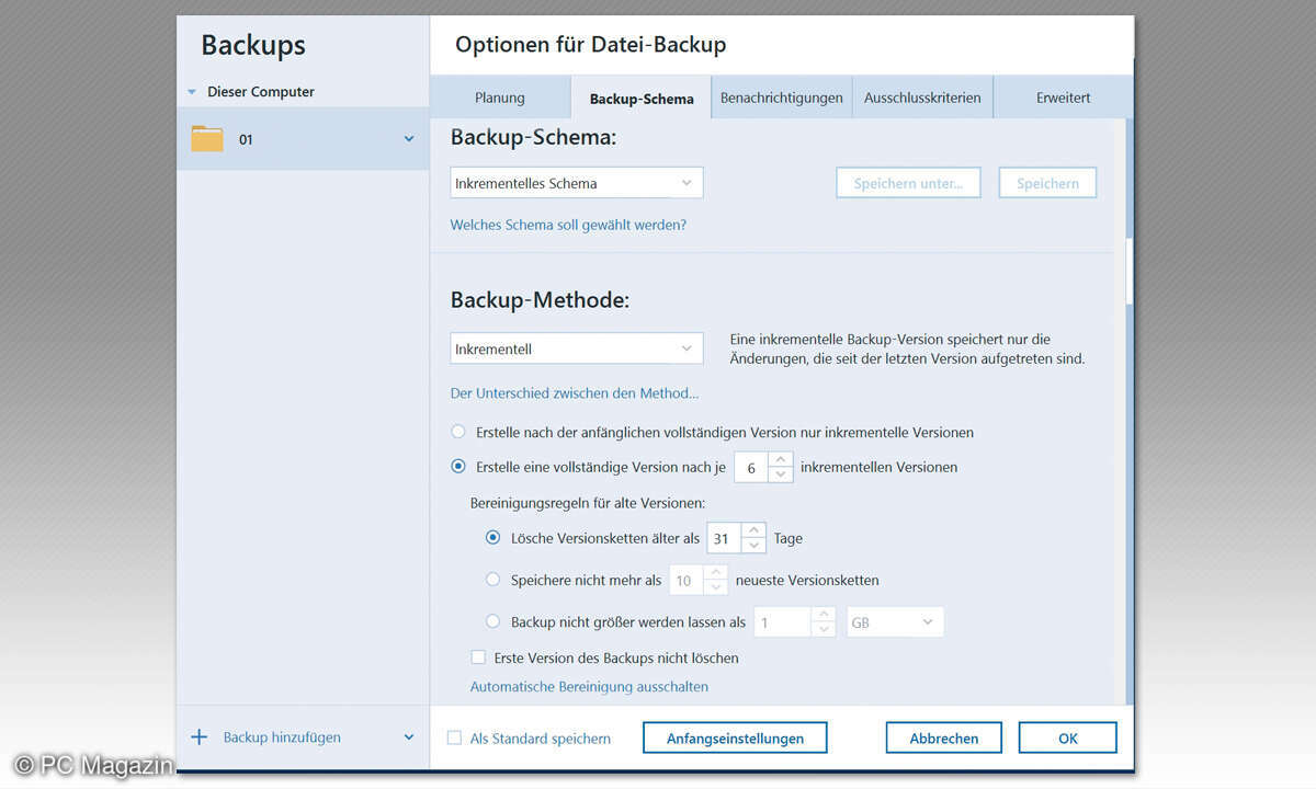 Backup-Programme im Test - Screenshot Acronis
