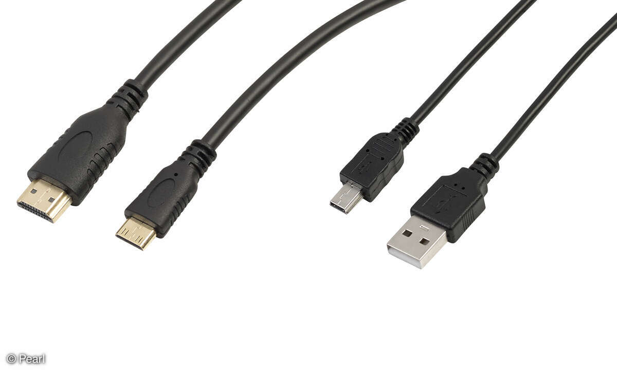 Online_Pearl_Somikon_Camcorder-DV-890K_Detail_Mitgelieferte-Anschlusskabel_HDMI_USB