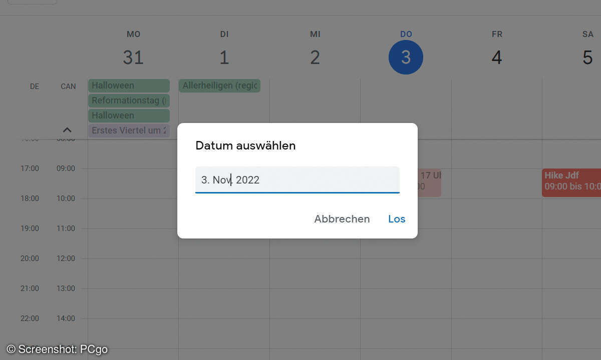 10 Tipps zum Google-Kalender - Wie springe ich schnell zu einem Tag? Screenshot