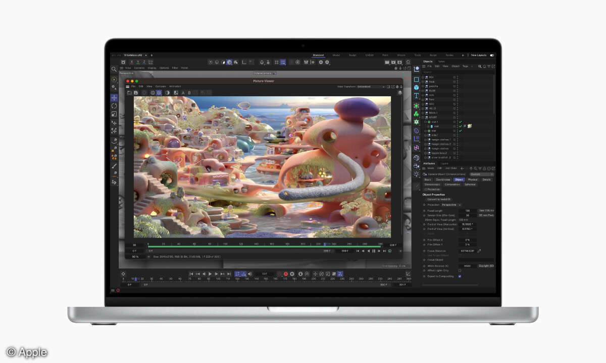 USB-4-Kompatibilität und mehr: Die Ports des neuen Macbook Pro 2023 ermöglichen den Anschluss externe Displays mit hohen Auflösungen und Bildwiederholraten.