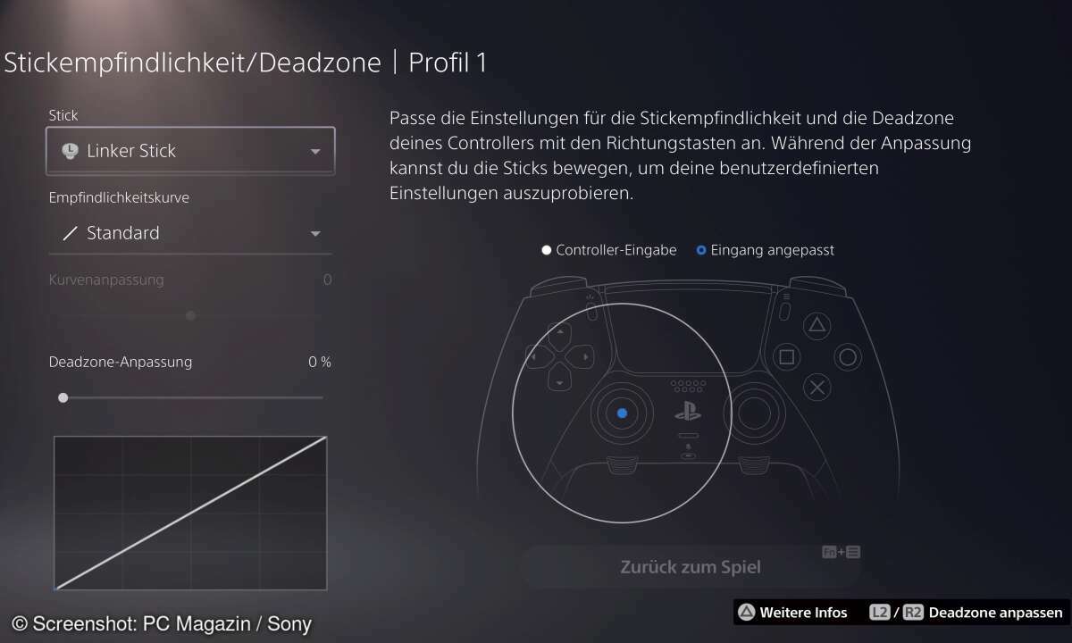 DualSense Edge Controller Menü