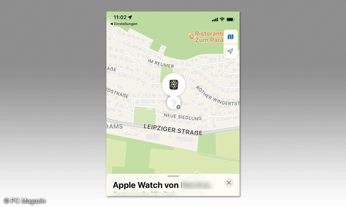 Wie suche ich nach meiner Apple Watch? Screenshot