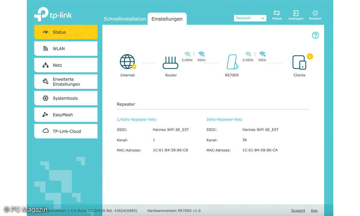 TP-Link RE700X im Test - Screenshot