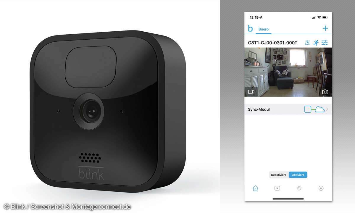 Blink Outdoor und App Screenshot