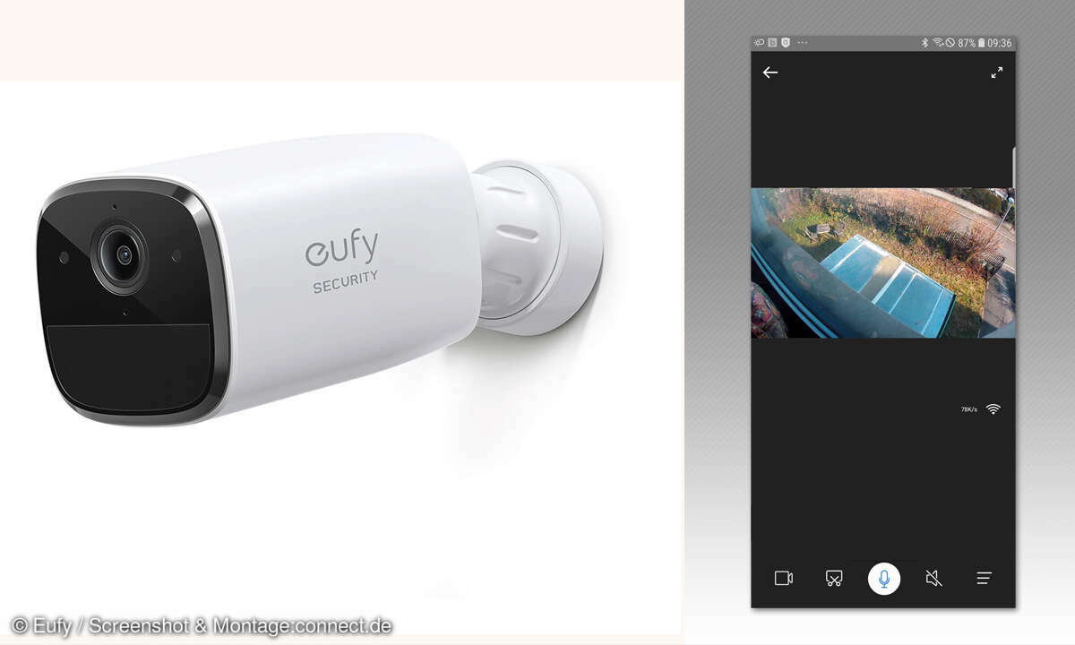 Eufy SoloCam E40 und App Screenshot