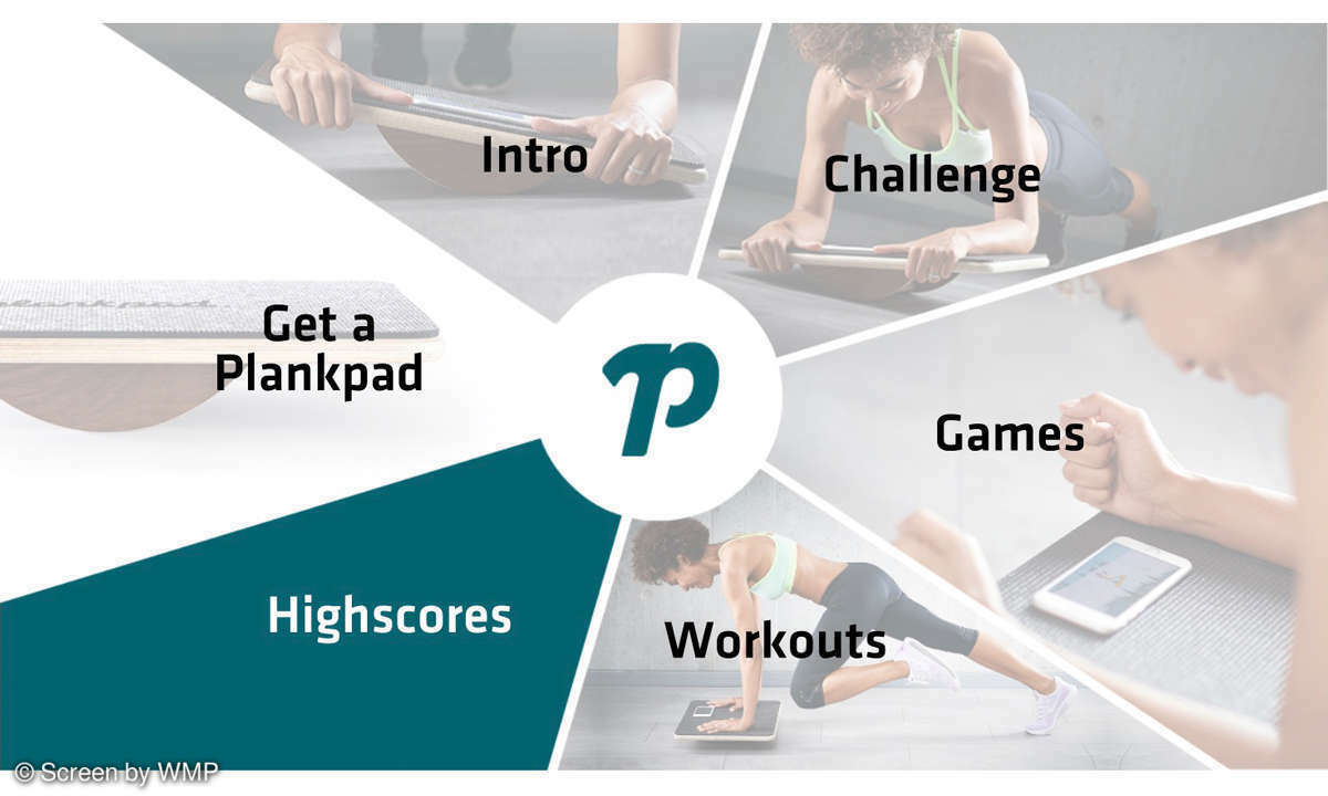 Das Hauptmenü der Plankpad-App.