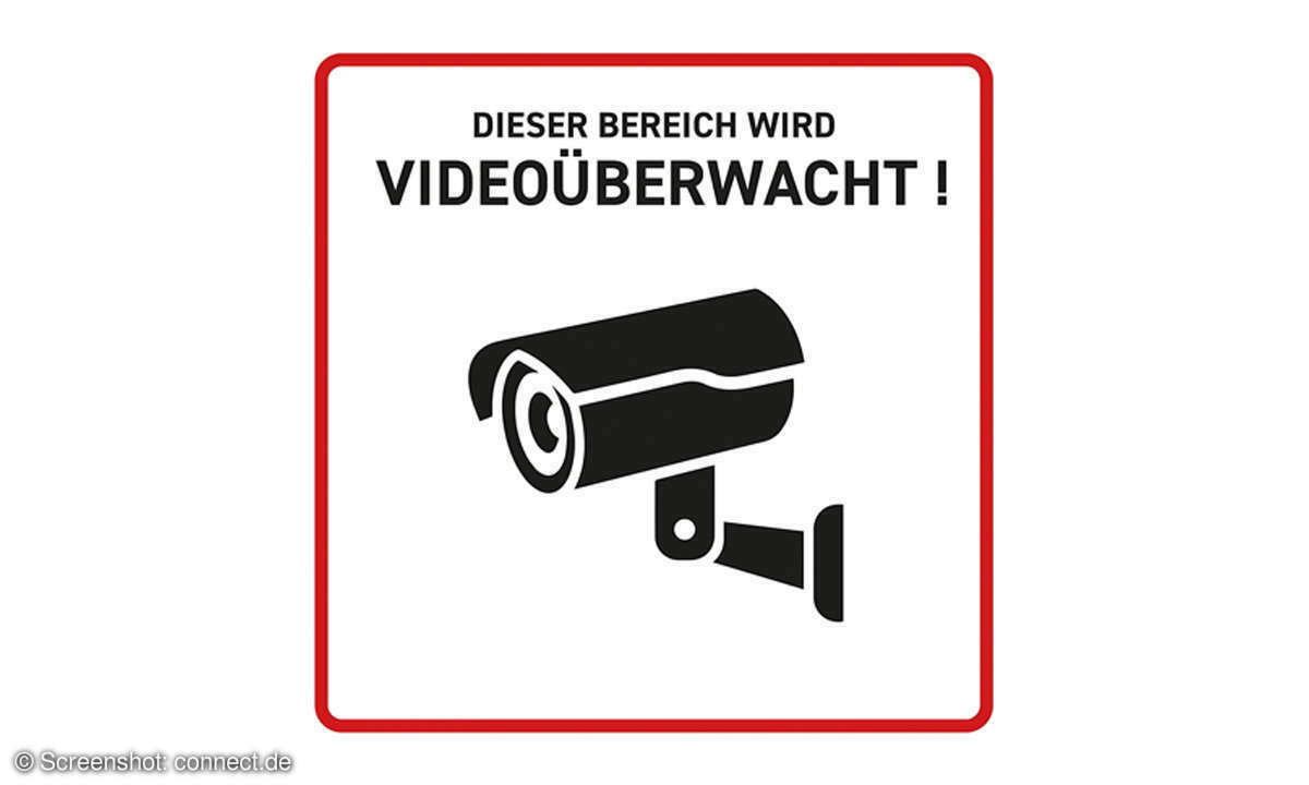 Ein Schild wie das abgebildete Muster muss Besucher und Passanten auf die Videoüberwachung hinweisen.