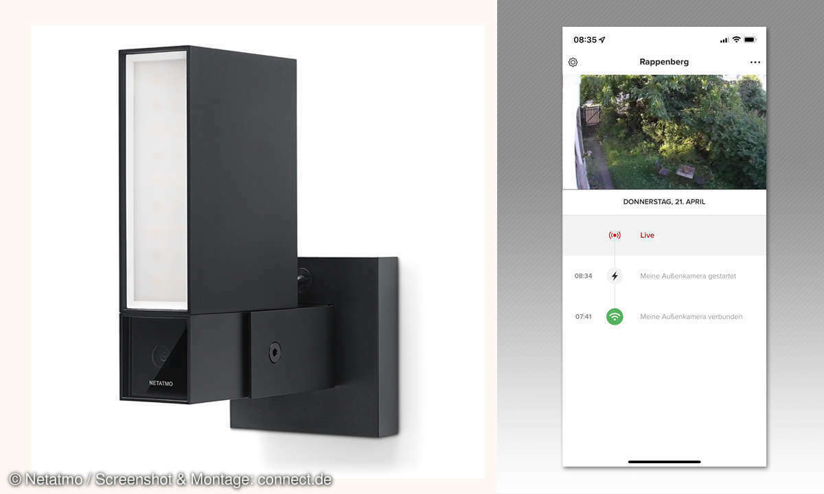 Wahlfrei: Apple-Nutzer können die Legrand-App oder Homekit nutzen. Die 105-Dezibel-Sirene lässt sich auf beiden Wegen aktivieren.