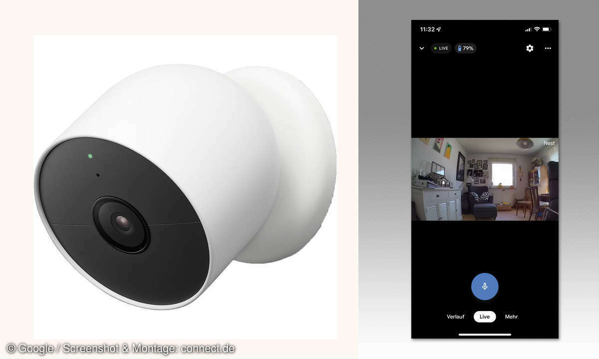 Vollintegriert: Die Nest Cam fügt sich in bestehende Google-Home-Installationen nahtlos ein, läuft aber bei Bedarf auch solo.