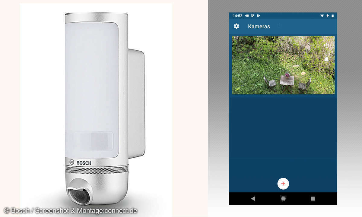 Smarte Kombination: Inbetriebnahme und Benachrichtigungen erfolgen über die „Bosch Smart Cameras“-App.