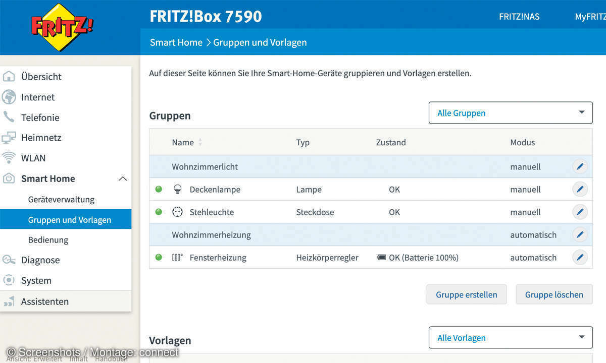 Über Gruppen steuern Sie mehrere Geräte gemeinsam, etwa Lampen, Heizkörperthermostate.