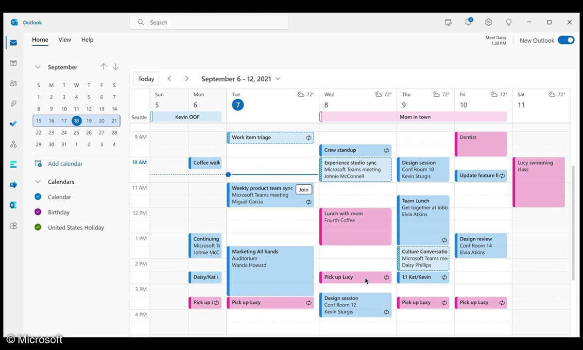 Überarbeiteter Outlook-Kalender