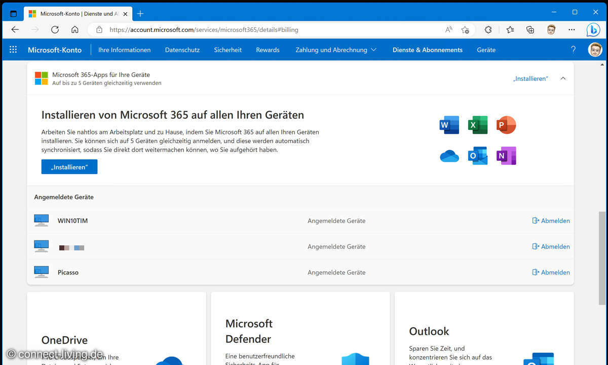 Die Office-365-Lizenz Ihres alten PCs deaktivieren Sie über Ihr Microsoft-Konto.