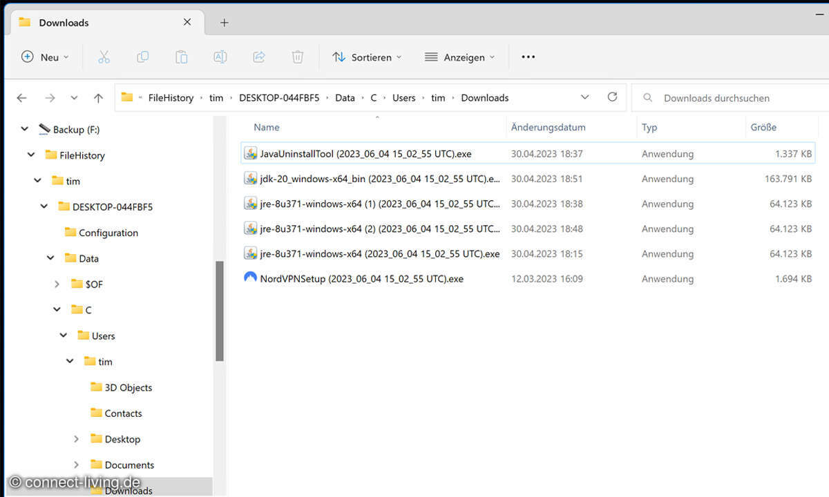 Schritt 3: Überprüfen Sie, ob alle wichtigen Dateien im Backup gespeichert wurden. Dazu öffnen Sie den Ordner
