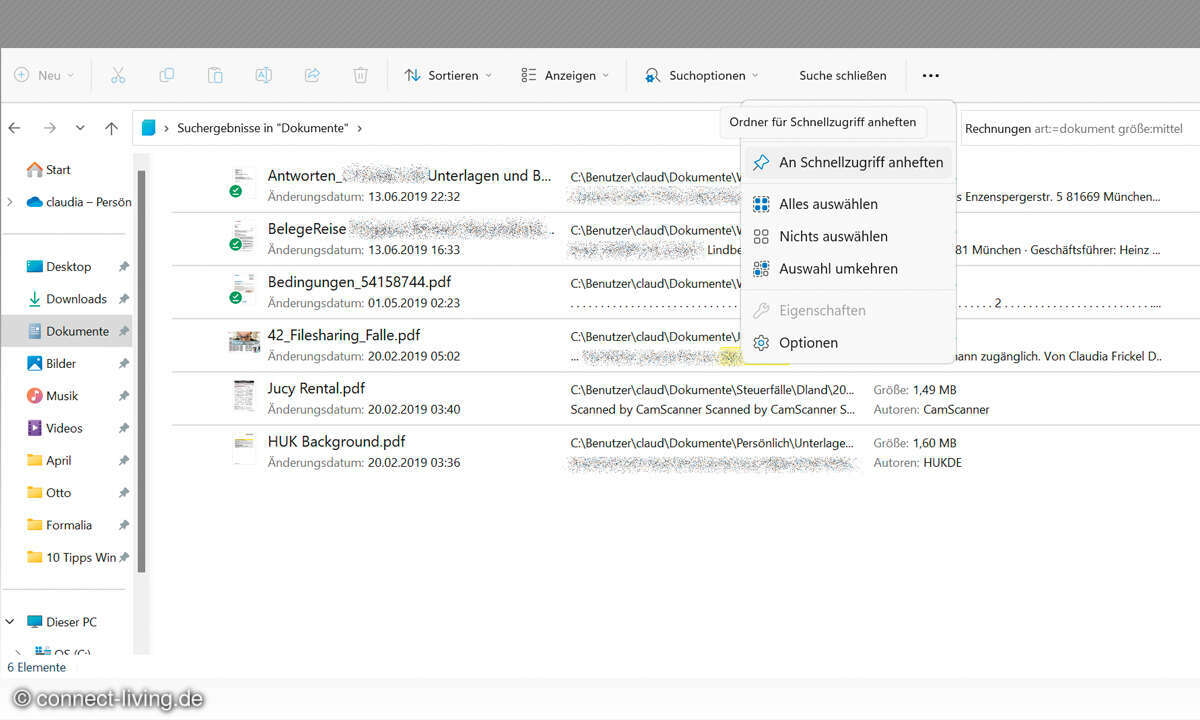 Windows 11: Windows-Suche - Screenshot - Suchanfrage speichern