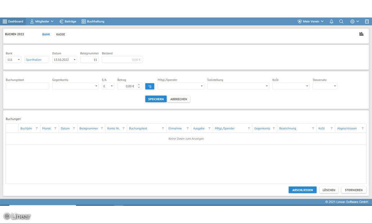 Online_Linear-Online-Vereinsverwaltung_Screenshot_Buchhaltung
