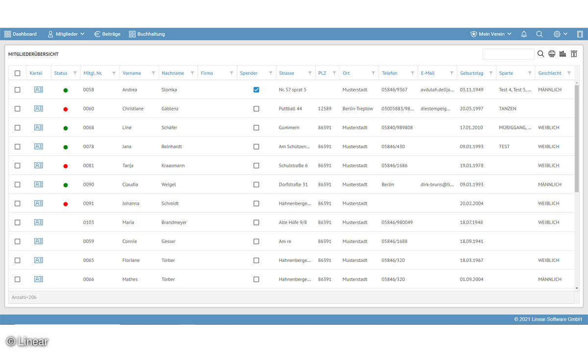 Online_Linear-Online-Vereinsverwaltung_Screenshot_Mitglieder-bersicht