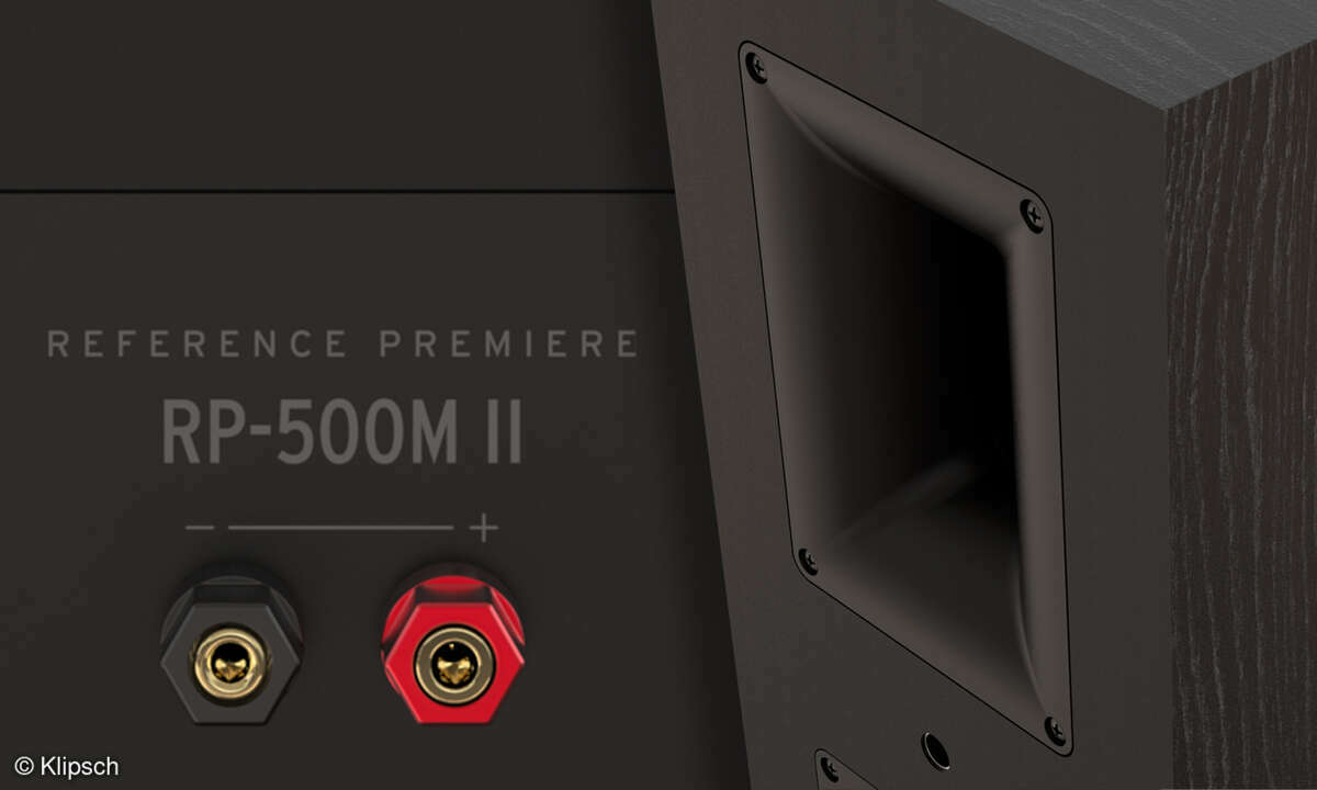 Klipsch RP-500M II Bassreflexöffnung und Terminal