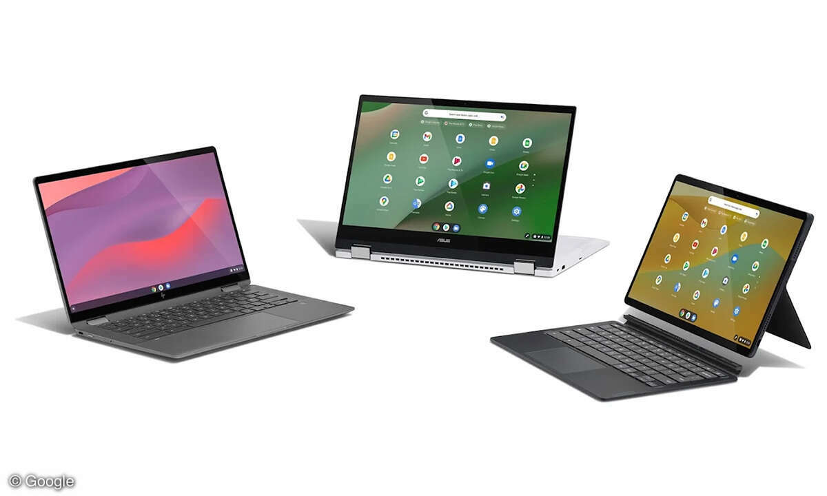 Drei Laptops von Chromebooks