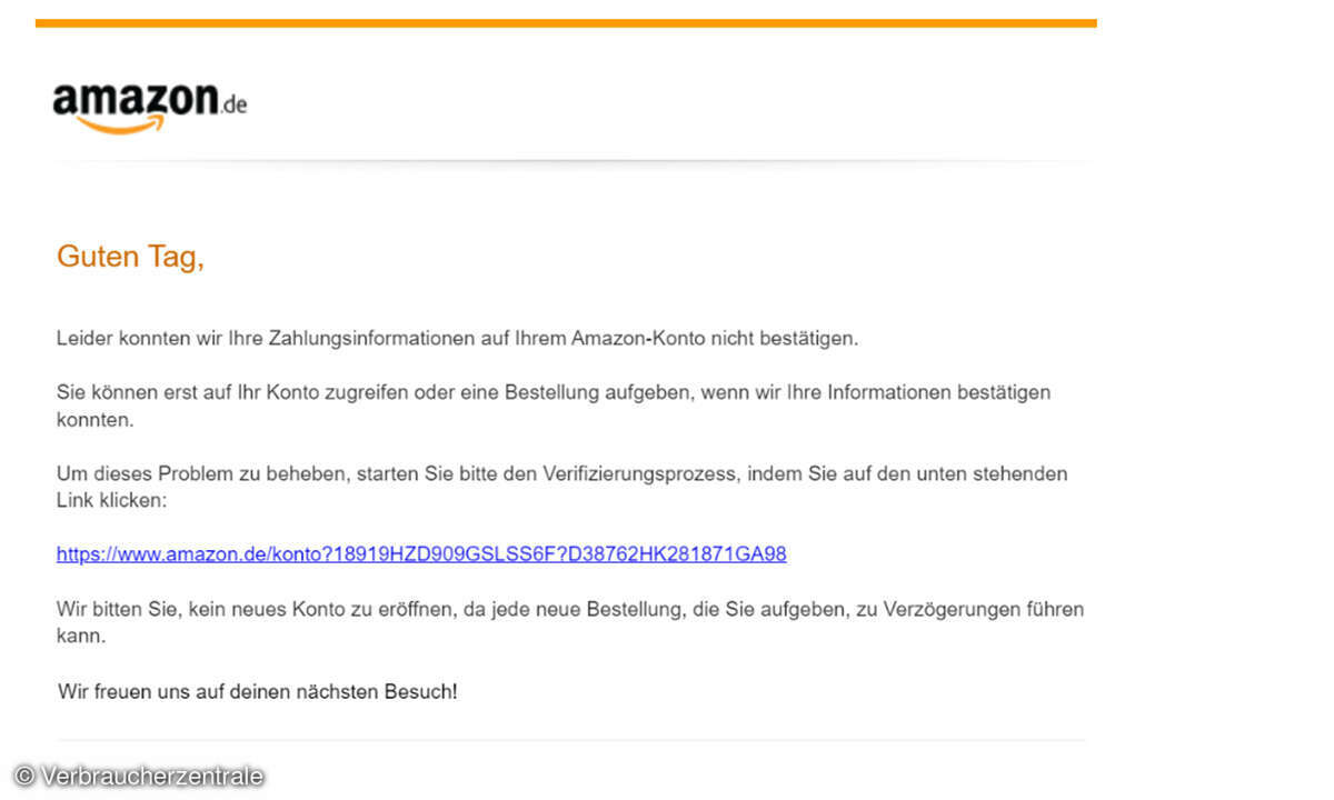 Cyberkriminelle verfassen eine Phishing-Mail an Amazon-Kunden