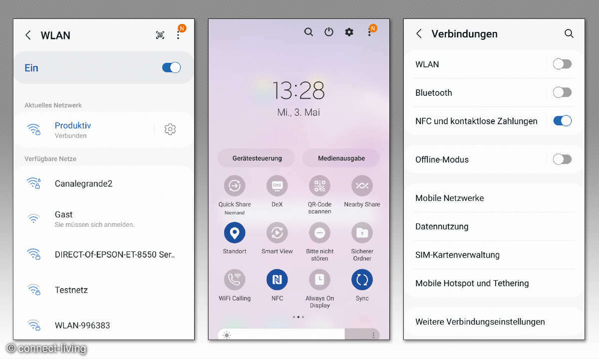 Smartphone-Drucken-Screenshots-WLAN-und-NFC