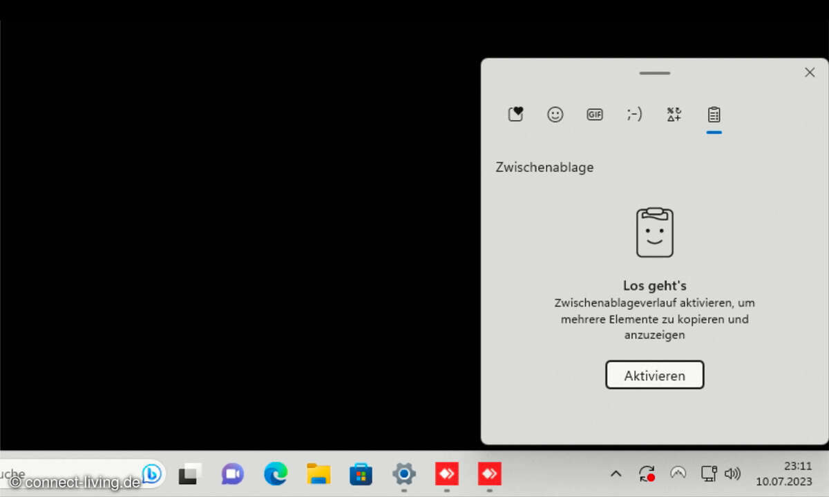 Drücken Sie Windows + V und dann auf