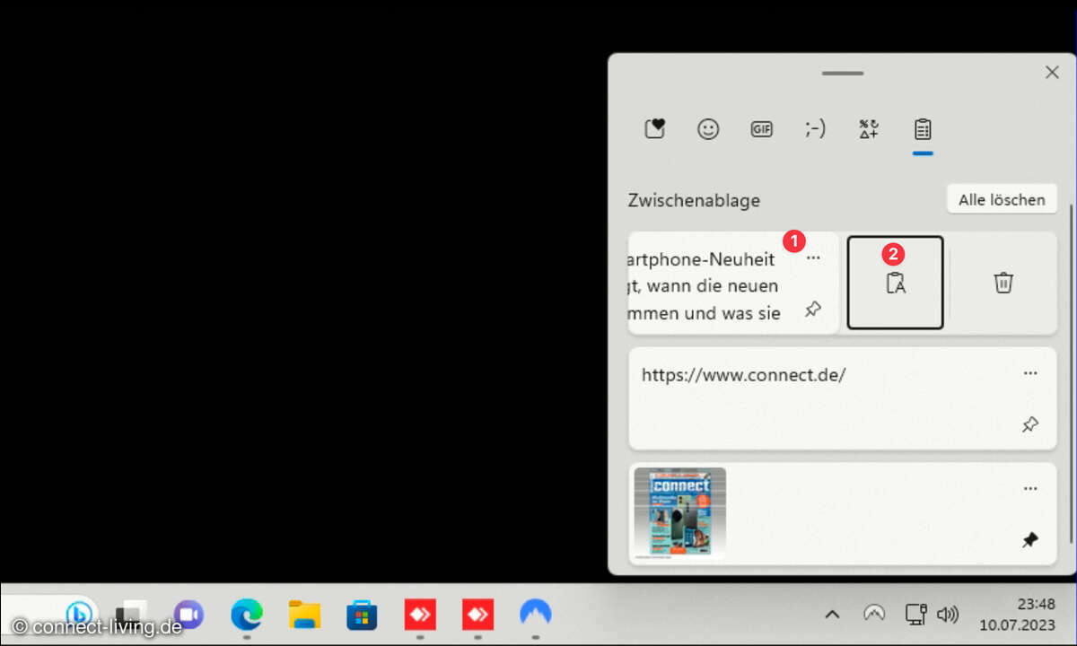 Nutzen Sie den Windows-Zwischenablagenverlauf, um Text ohne die zugehörige Formatierung in Dokumente einzufügen.