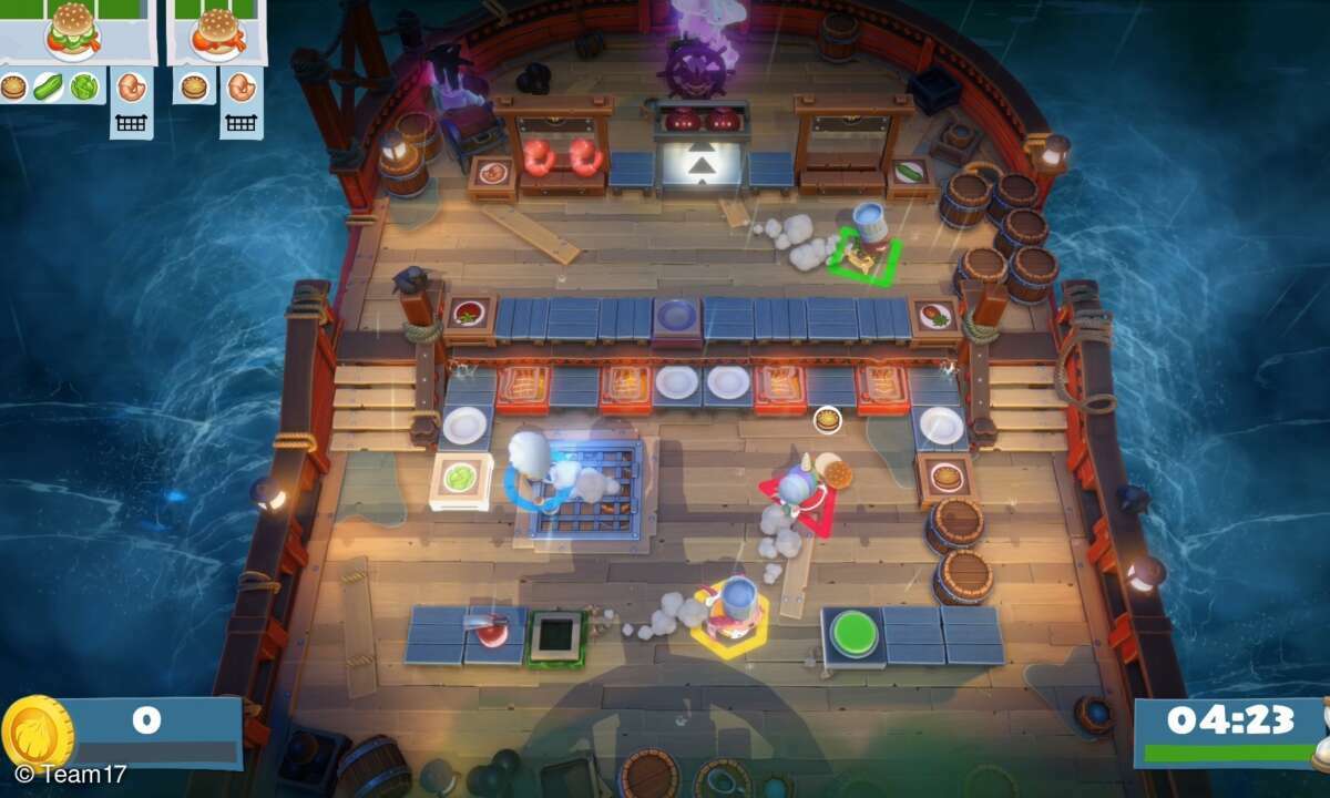 Komplexe Gerichte unter Zeitdruck kochen und dabei den widrigen Umgebungen trotzen: Overcooked ist ein chaotischer Koop-Spaß.