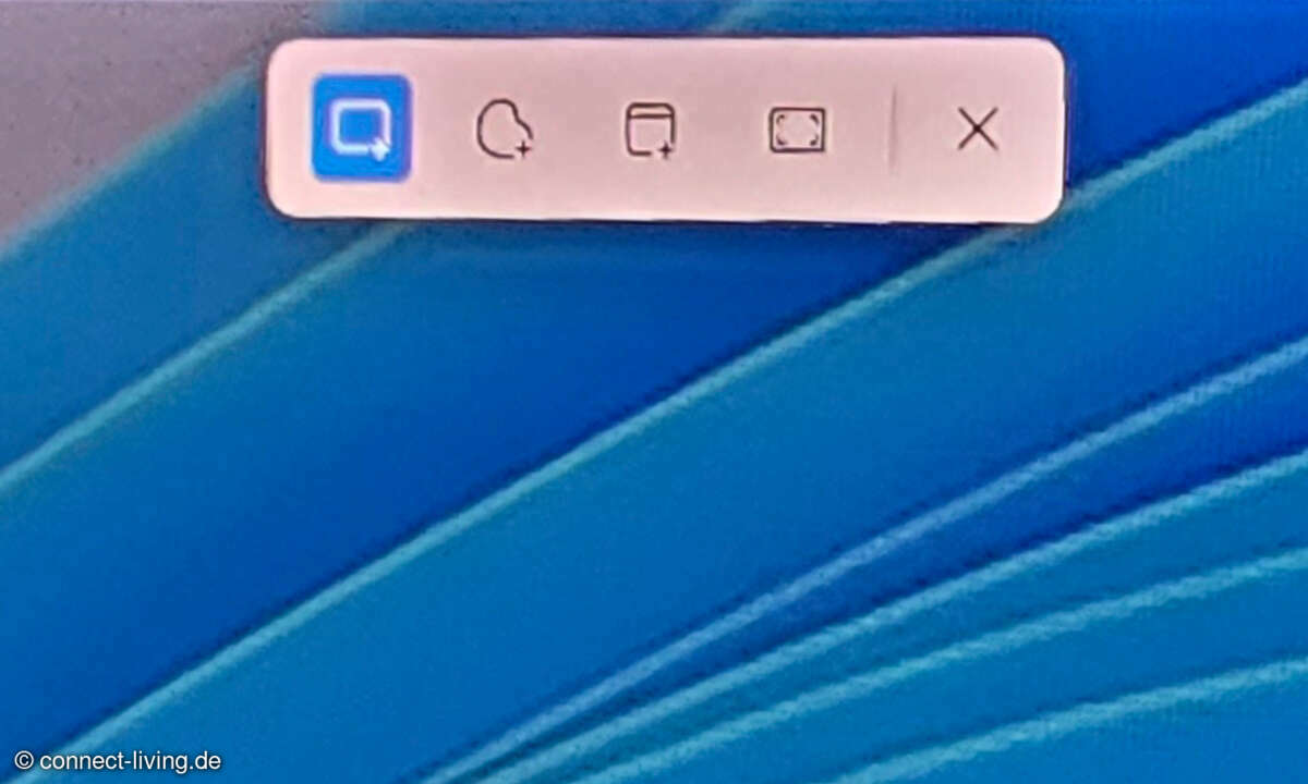 Dieses Overlay öffnet sich in Windows 11 nach Öffnen der Screenshot-Taste. Ein Bild haben Sie zu diesem Zeitpunkt noch nicht aufgenommen.