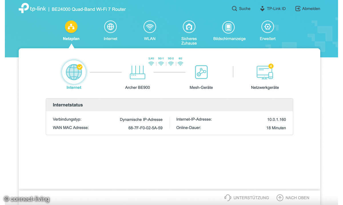 TP-Link Archer BE900 im Test: Screenshot
