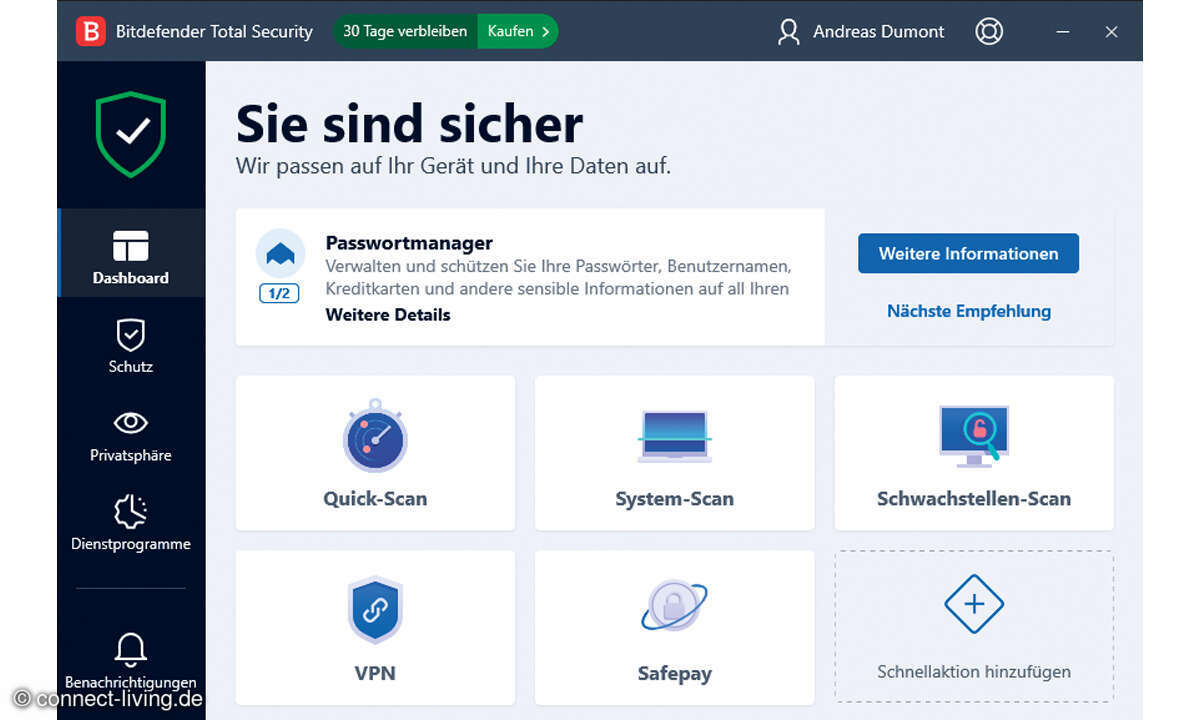 Bitdefender Total Security im Test: Screenshot
