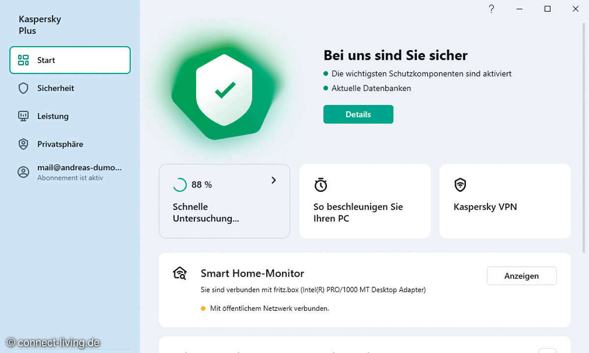Kaspersky Plus im Test: Screenshot
