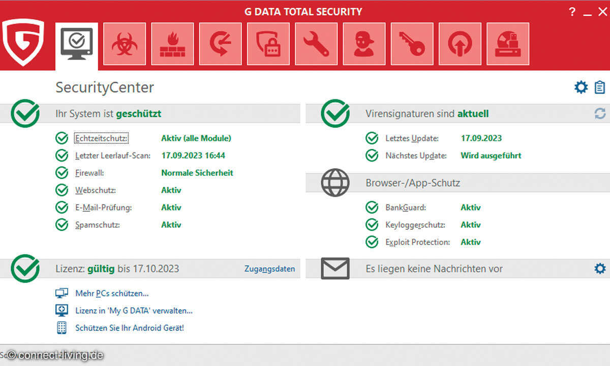G Data Total Security im Test: Screenshot